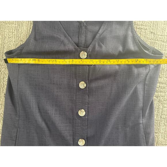 NWT Splendid Haley Linen V-Neck Button Down Shift Dress Pockets Blue Grey boho - Picture 9 of 12